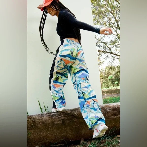 17.Free people movement Printed End Zone Pants Size Large - Picture 2 of 10